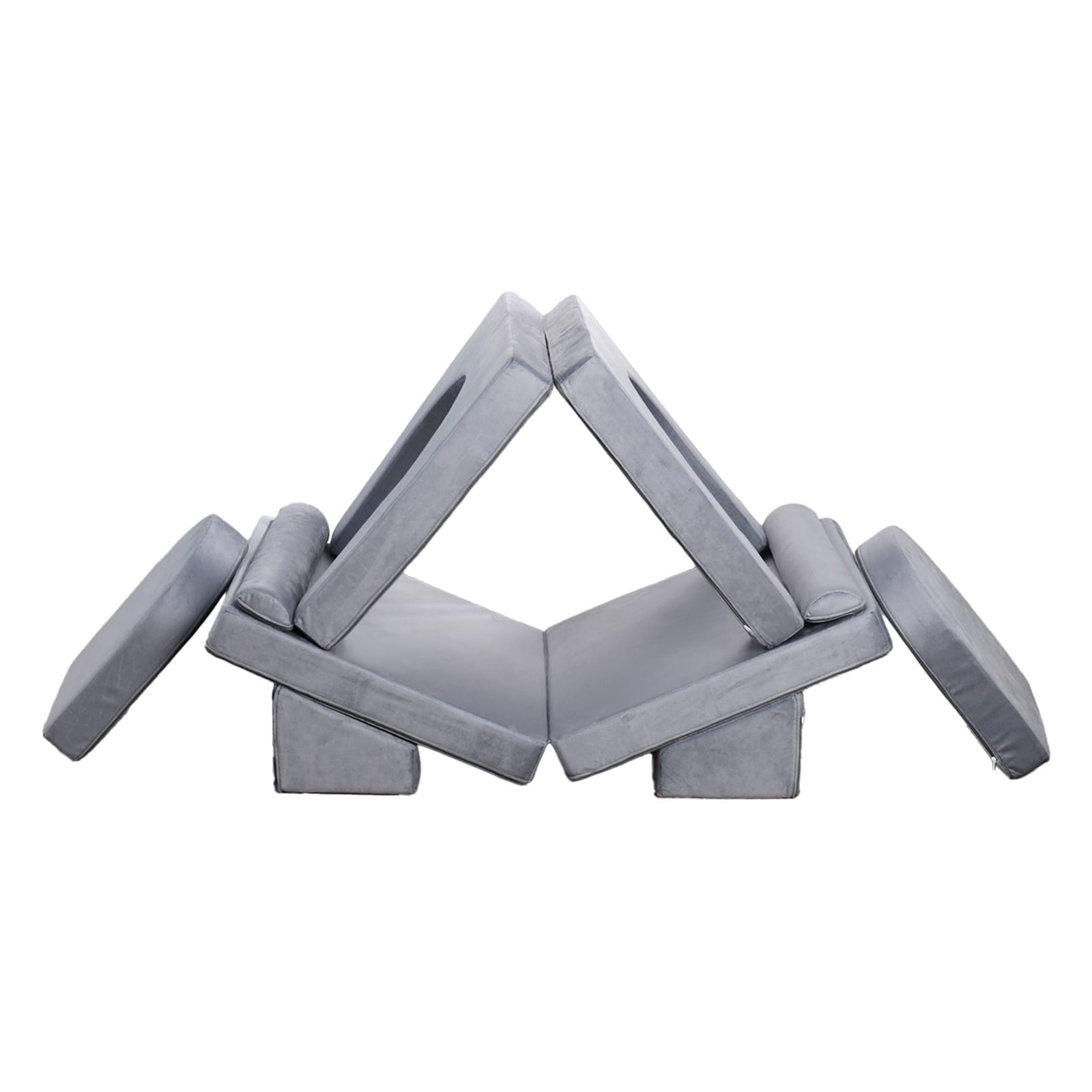 Modular Kids Play Couch Sectional Toddler Sofa With Armrests 10 Pcs Gray_voghion.com